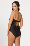 Black Foil Pique Jacinta Bandeau One Piece Swimsuit