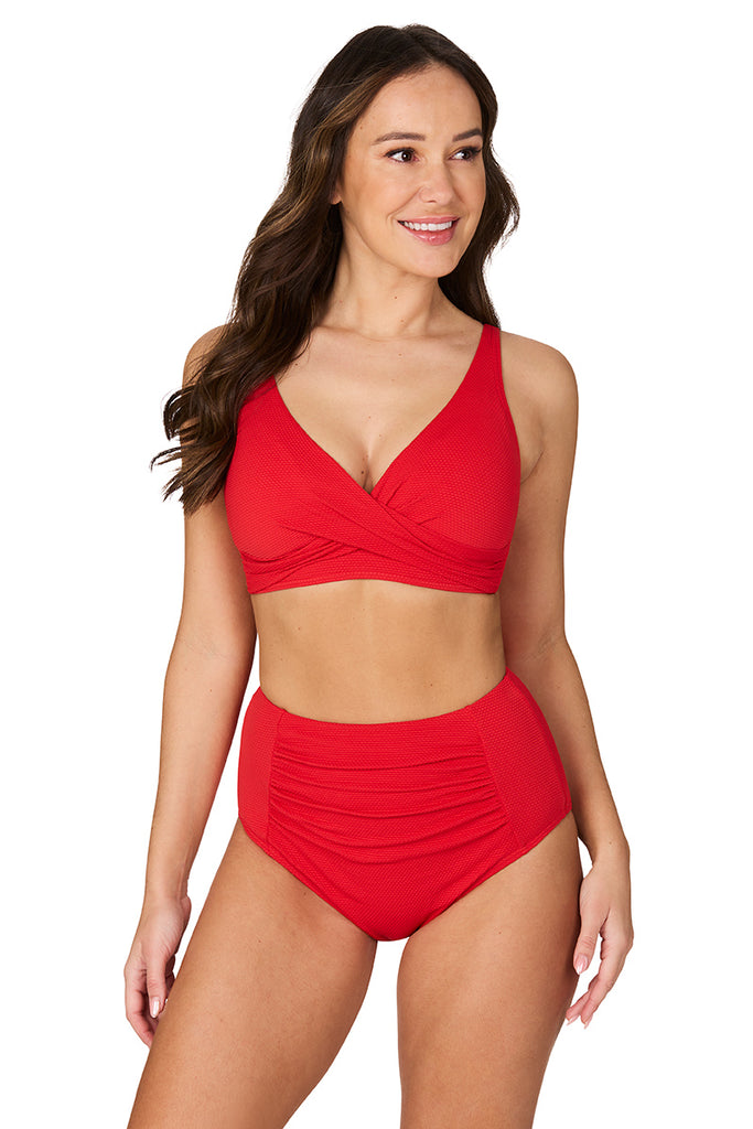 Red Must Haves Louise Cross Over Design Bikini Top - Final Sale - Nip Tuck Swim US