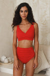 Red Must Haves Louise Cross Over Design Bikini Top - Final Sale - Nip Tuck Swim US