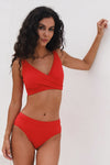 Red Must Haves Louise Cross Over Design Bikini Top - Final Sale - Nip Tuck Swim US