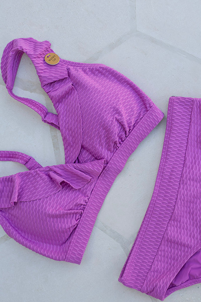 Fuchsia Omega Texture Eva Frill Bikini - Nip Tuck Swim US